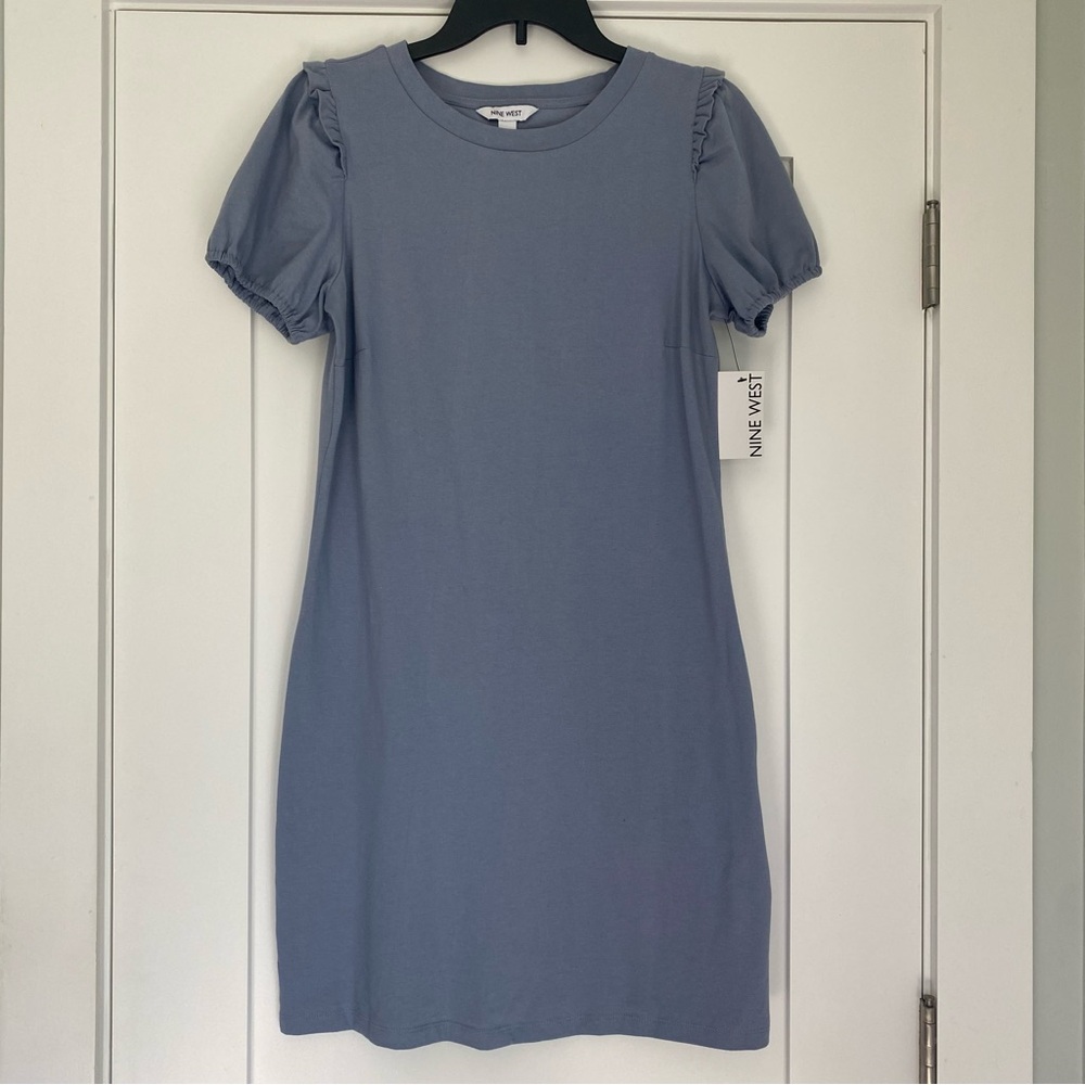 Nine West Gray Puff Sleeve Sheath Mini Dress